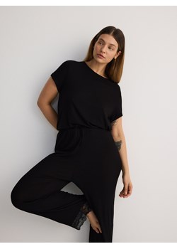 Reserved - Dwuczęściowa piżama z wiskozy - czarny ze sklepu Reserved w kategorii Piżamy damskie - zdjęcie 176596089