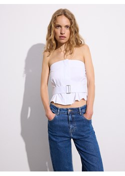 Reserved - Top z paskiem - biały ze sklepu Reserved w kategorii Bluzki damskie - zdjęcie 176596316