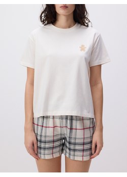 Reserved - Dwuczęściowa piżama z haftem - złamana biel ze sklepu Reserved w kategorii Piżamy damskie - zdjęcie 176598217