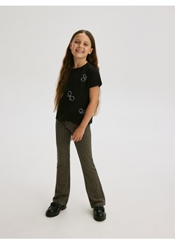 Reserved - Spodnie flare w pepitkę - beżowy ze sklepu Reserved w kategorii Spodnie dziewczęce - zdjęcie 176599705