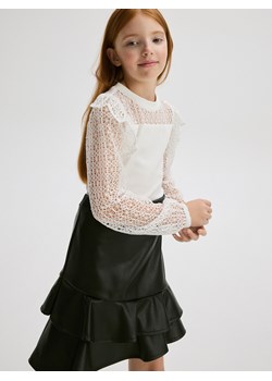 Reserved - Bluzka z ażurowymi rękawami - biały ze sklepu Reserved w kategorii Bluzki dziewczęce - zdjęcie 176600379
