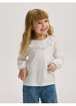 Reserved - Bawełniana bluzka z falbaną - biały ze sklepu Reserved w kategorii Bluzki dziewczęce - zdjęcie 176600886