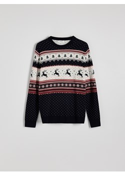 Reserved - Sweter ze świątecznym wzorem - granatowy ze sklepu Reserved w kategorii Swetry damskie - zdjęcie 176601718