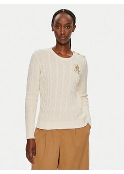 Lauren Ralph Lauren Sweter 200932223002 Écru Slim Fit ze sklepu MODIVO w kategorii Swetry damskie - zdjęcie 176694849