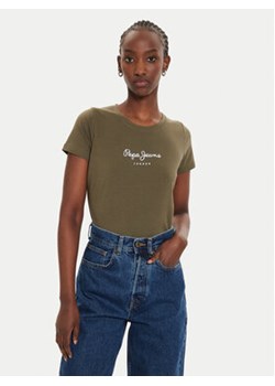 Pepe Jeans T-Shirt New Virginia PL505202 Zielony Slim Fit ze sklepu MODIVO w kategorii Bluzki damskie - zdjęcie 176717778