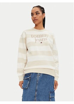 Tommy Jeans Bluza Ess Logo DW0DW19041 Beżowy Relaxed Fit ze sklepu MODIVO w kategorii Bluzy damskie - zdjęcie 176725525