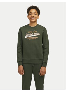 Jack&Jones Junior Bluza Logo 12258840 Zielony Regular Fit ze sklepu MODIVO w kategorii Bluzy chłopięce - zdjęcie 176748579