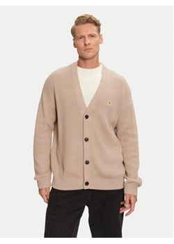 Calvin Klein Jeans Kardigan J30J326201 Beżowy Regular Fit ze sklepu MODIVO w kategorii Swetry męskie - zdjęcie 176777018