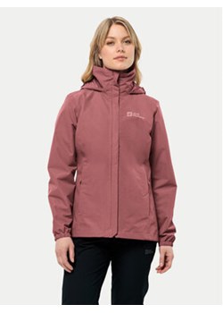 Jack Wolfskin Kurtka przeciwdeszczowa Stormy Point 1111202 Czerwony Regular Fit ze sklepu MODIVO w kategorii Kurtki damskie - zdjęcie 176923338