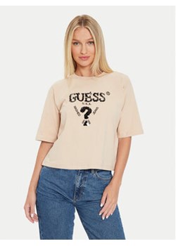 Guess T-Shirt Aurelie V4YI06 I3Z14 Beżowy Boxy Fit ze sklepu MODIVO w kategorii Bluzki damskie - zdjęcie 177018278