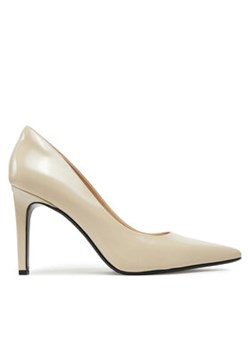 Calvin Klein Szpilki Heel Pump 90 - Brush L HW0HW02263 Beżowy ze sklepu MODIVO w kategorii Czółenka - zdjęcie 177094107