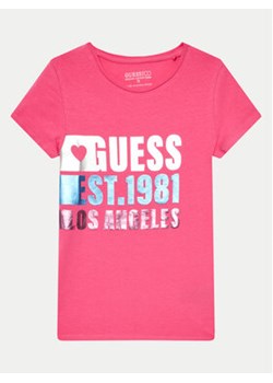 Guess T-Shirt J4YI00 K6YW4 Różowy Regular Fit ze sklepu MODIVO w kategorii Bluzki dziewczęce - zdjęcie 177156487