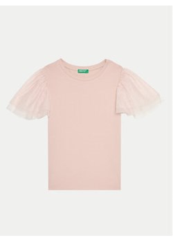 United Colors Of Benetton T-Shirt 3Q8DC10LW Różowy Regular Fit ze sklepu MODIVO w kategorii Bluzki dziewczęce - zdjęcie 177157669