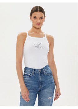 Calvin Klein Jeans Top J20J223623 Biały Slim Fit ze sklepu MODIVO w kategorii Bluzki damskie - zdjęcie 177211546