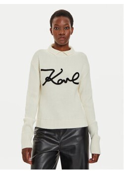 KARL LAGERFELD Sweter 246W2000 Écru Regular Fit ze sklepu MODIVO w kategorii Swetry damskie - zdjęcie 177323226