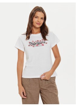 Pepe Jeans T-Shirt Ginny PL505945 Biały Regular Fit ze sklepu MODIVO w kategorii Bluzki damskie - zdjęcie 177351507