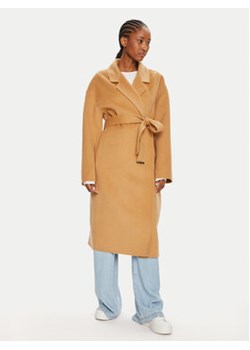 Calvin Klein Płaszcz wełniany K20K207089 Beżowy Oversize ze sklepu MODIVO w kategorii Płaszcze damskie - zdjęcie 177369517