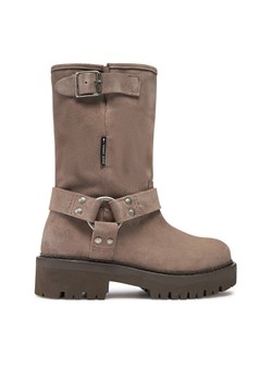 Botki Tommy Jeans Tjw Urban Biker Boot Suede EN0EN02729 Szary ze sklepu eobuwie.pl w kategorii Botki - zdjęcie 177389247