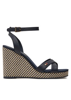 Sandały Tommy Hilfiger Im Raffia Sandal FW0FW08224 Granatowy ze sklepu eobuwie.pl w kategorii Sandały damskie - zdjęcie 177394305