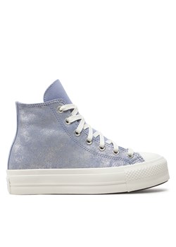 Trampki Converse Chuck Taylor All Star Lift Platform Suede Shimmer A11549C Fioletowy ze sklepu eobuwie.pl w kategorii Trampki damskie - zdjęcie 177409399