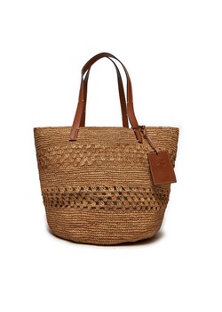 Torebka Manebi Handcrafted Raffia Basket Bag Weaving V 2.2 CK Brązowy ze sklepu eobuwie.pl w kategorii Torby Shopper bag - zdjęcie 177410166