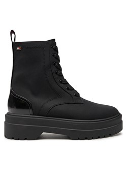 Trapery Tommy Hilfiger Flag Ventile Lace Up Boot FW0FW08287 Czarny ze sklepu eobuwie.pl w kategorii Workery damskie - zdjęcie 177413818