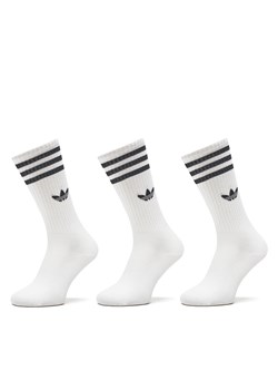 Zestaw 3 par wysokich skarpet unisex adidas Solid Crew IJ0734 Biały ze sklepu eobuwie.pl w kategorii Skarpetki męskie - zdjęcie 177417125