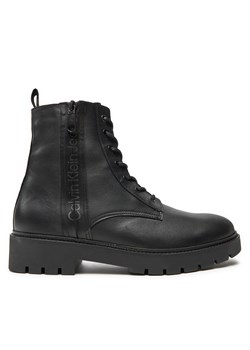 Kozaki Calvin Klein Jeans Combat Mid Laceup Boot W Zip YM0YM00262 Czarny ze sklepu eobuwie.pl w kategorii Buty zimowe męskie - zdjęcie 177417389