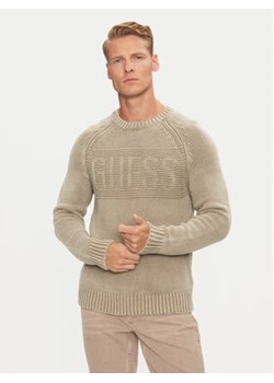 Guess Sweter M4BR10 Z3KC1 Brązowy Regular Fit ze sklepu MODIVO w kategorii Swetry męskie - zdjęcie 177442419