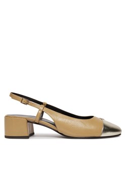 Sandały Tory Burch Cap-Toe Slingback Pump 156302 Beżowy ze sklepu eobuwie.pl w kategorii Sandały damskie - zdjęcie 177445417