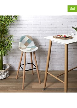 THE HOME DECO FACTORY Hockery barowe (2 szt.) ze wzorem - 39 x 92,5 x 45 cm ze sklepu Limango Polska w kategorii Pufy i siedziska - zdjęcie 177451586