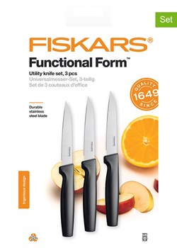 Fiskars Noże uniwersalne (3 szt.) "Functional Form" w kolorze srebrno-czarnym ze sklepu Limango Polska w kategorii Noże kuchenne - zdjęcie 177471485