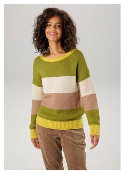 Aniston Sweter w kolorze zielono-beżowym ze sklepu Limango Polska w kategorii Swetry damskie - zdjęcie 177471955