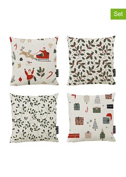 Butter Kings Poszewki (4 szt.) &quot;Santa&quot; ze wzorem na poduszkę - 45 x 45 cm ze sklepu Limango Polska w kategorii Poszewki na poduszki - zdjęcie 177472618