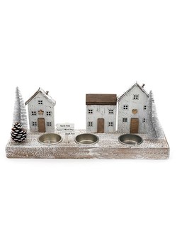 SiL Interiors Świecznik &quot;Xmas Houses&quot; w kolorze jasnobrązowo-białym - 30 x 13,5 x 7,5 cm ze sklepu Limango Polska w kategorii Świeczniki - zdjęcie 177472795