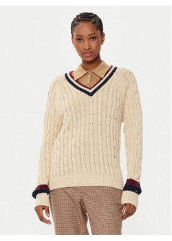 Tommy Hilfiger Sweter Varsity WW0WW43972 Beżowy Regular Fit ze sklepu MODIVO w kategorii Swetry damskie - zdjęcie 177496598