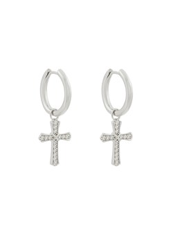 Kolczyki ICED STUFF Sharp Cross Białe złoto ze sklepu eobuwie.pl w kategorii Kolczyki - zdjęcie 177506079
