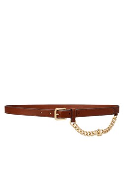 Pasek Damski LAUREN RALPH LAUREN Logo-Chain Leather Skinny Belt 412968767001 Brązowy ze sklepu eobuwie.pl w kategorii Paski damskie - zdjęcie 177508265