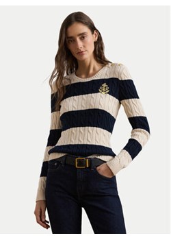 LAUREN RALPH LAUREN Sweter 200957480002 Écru Slim Fit ze sklepu MODIVO w kategorii Swetry damskie - zdjęcie 177521009