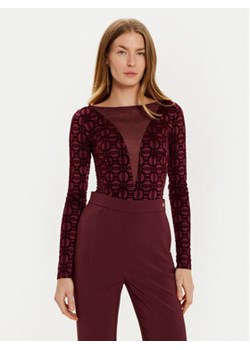 Elisabetta Franchi Body BO-011-47E2 Bordowy Slim Fit ze sklepu MODIVO w kategorii Bluzki damskie - zdjęcie 177544888