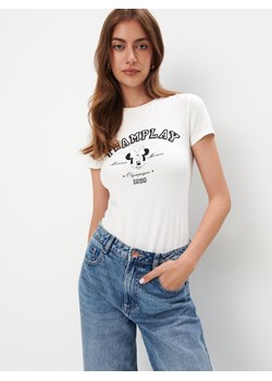 Mohito - Bawełniany t-shirt z Myszką Minnie - biały ze sklepu Mohito w kategorii Bluzki damskie - zdjęcie 177561247