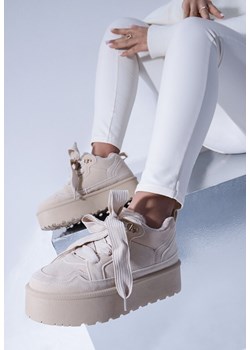 Beżowe Sneakersy Vices Stylizowane na Śniegowce na Platformie Obszyte Futerkiem Naleris - id: K24-S1-42-BEIGE - marki Renee - 177562759 Beżowe Sneakersy Vices Stylizowane na Śniegowce na Platformie Obszyte Futerkiem Naleris ze sklepu renee.pl w kategorii Buty sportowe damskie - zdjęcie 177562759