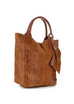 Torebki Skórzane VITTORIA GOTTI Made in Italy Shopper bag Aligator Ruda ze sklepu PaniTorbalska w kategorii Torby Shopper bag - zdjęcie 177563098