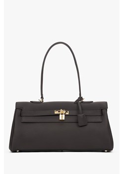 Estro: Ciemnobrązowa torba damska na ramię ze złotymi okuciami ze sklepu Estro w kategorii Listonoszki - zdjęcie 177565205