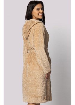 Envie szlafrok damski z kapturem plus size Leopard, Kolor beżowy, Rozmiar 4XL/5XL, Envie ze sklepu Intymna w kategorii Szlafroki damskie - zdjęcie 177568209