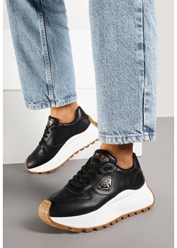 Czarne Sneakersy Vices na Grubej Podeszwie z Metaliczną Ozdobą Nelastra ze sklepu born2be.pl w kategorii Buty sportowe damskie - zdjęcie 177572915