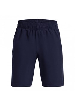 Chłopięce spodenki treningowe Under Armour UA Tech Woven Wordmark Short - granatowe ze sklepu Sportstylestory.com w kategorii Spodenki chłopięce - zdjęcie 177577265