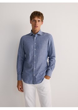 Reserved - Koszula slim fit z dodatkiem lnu - jasnoniebieski ze sklepu Reserved w kategorii Koszule męskie - zdjęcie 177577848
