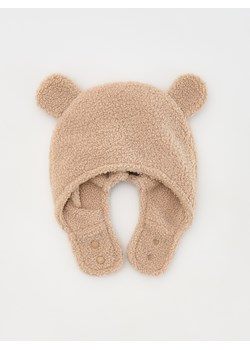 Reserved - Czapka z uszkami z imitacji baranka - brązowy ze sklepu Reserved w kategorii Czapki dziecięce - zdjęcie 177580228