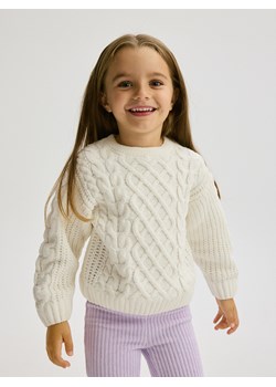 Reserved - Sweter z ozdobnym splotem - złamana biel ze sklepu Reserved w kategorii Swetry damskie - zdjęcie 177582179